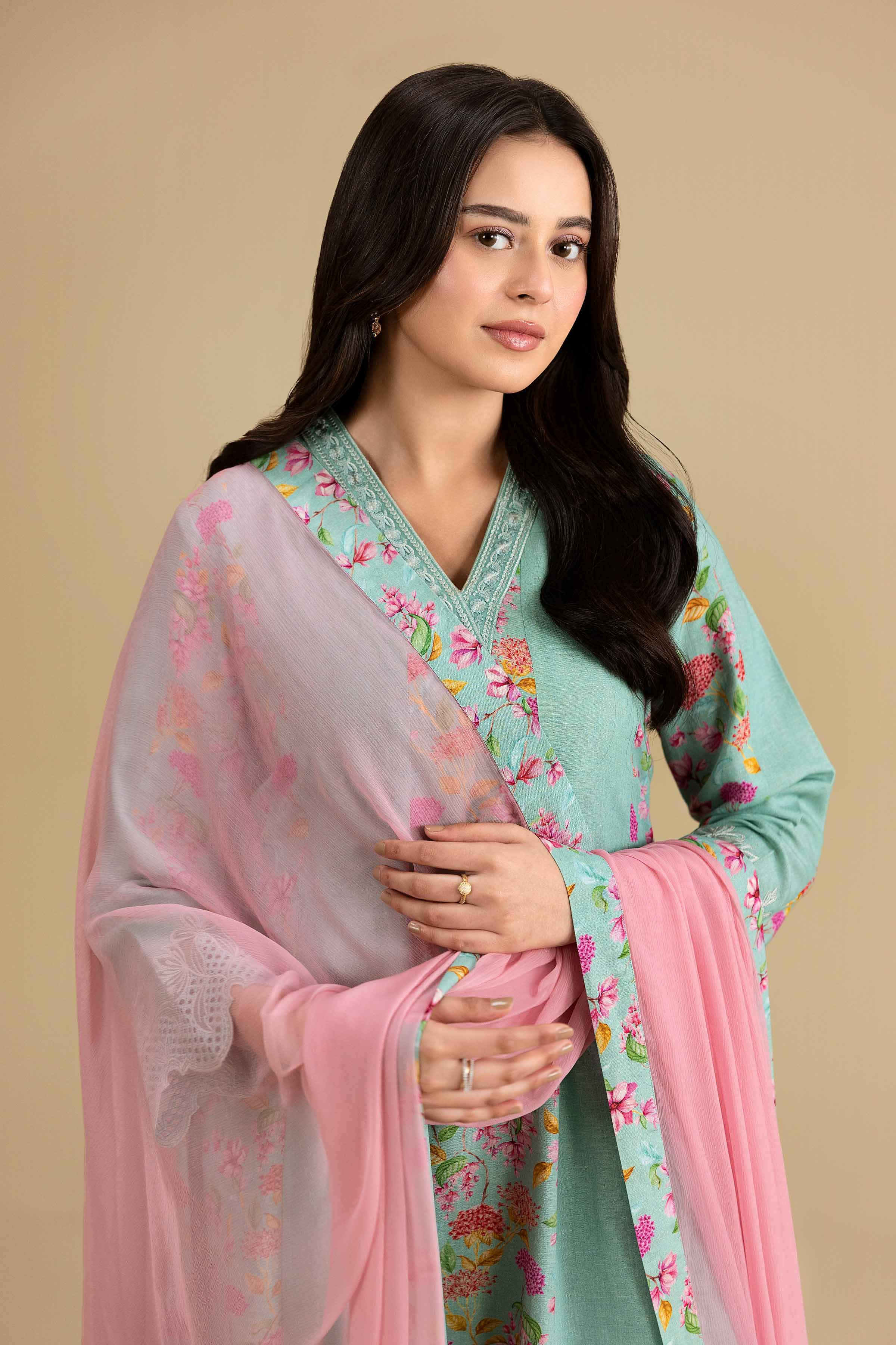 3 Piece - Printed Embroidered Suit - KFE26-177