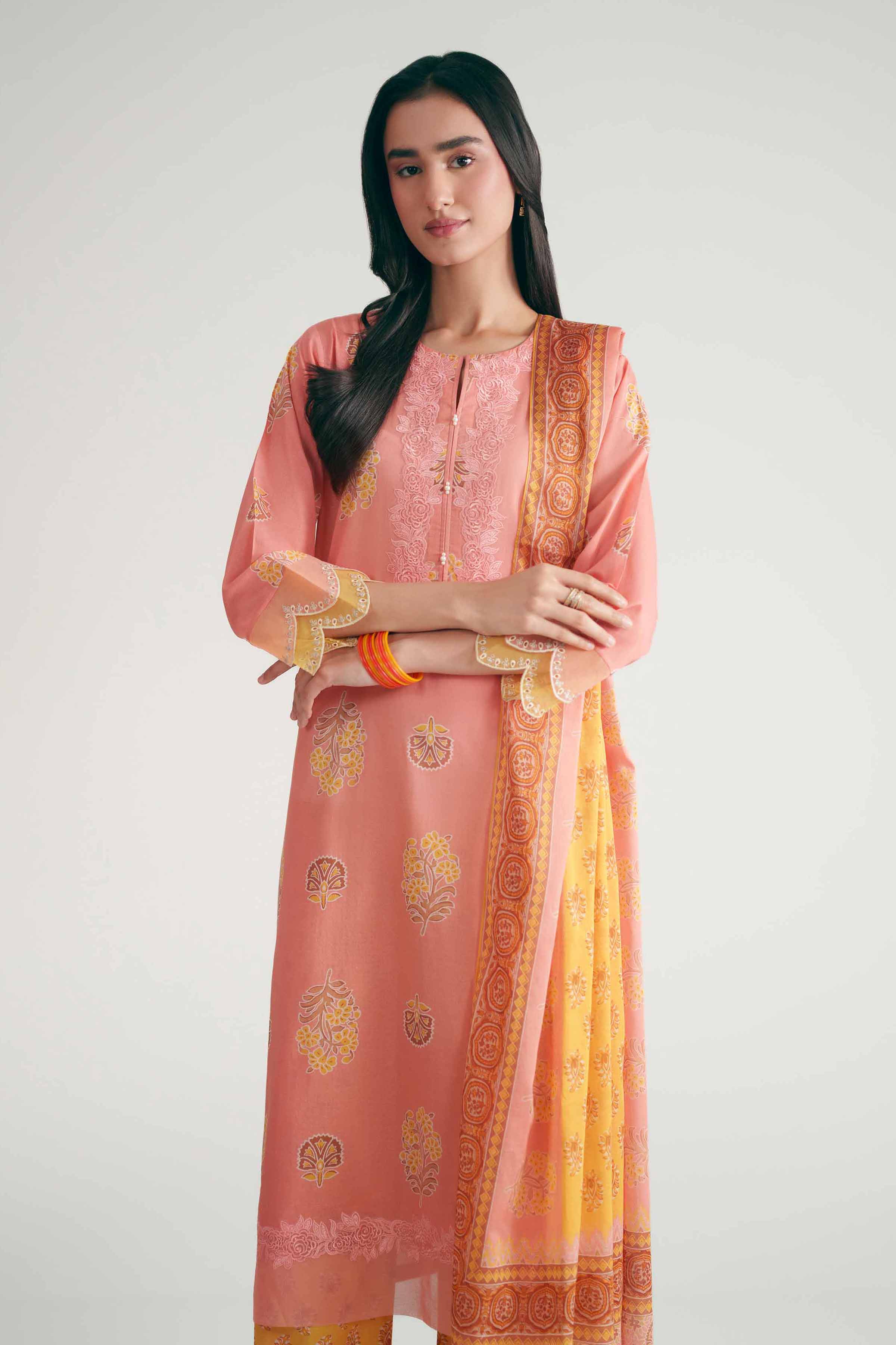 3 Piece - Printed Embroidered Suit - KFE26-178