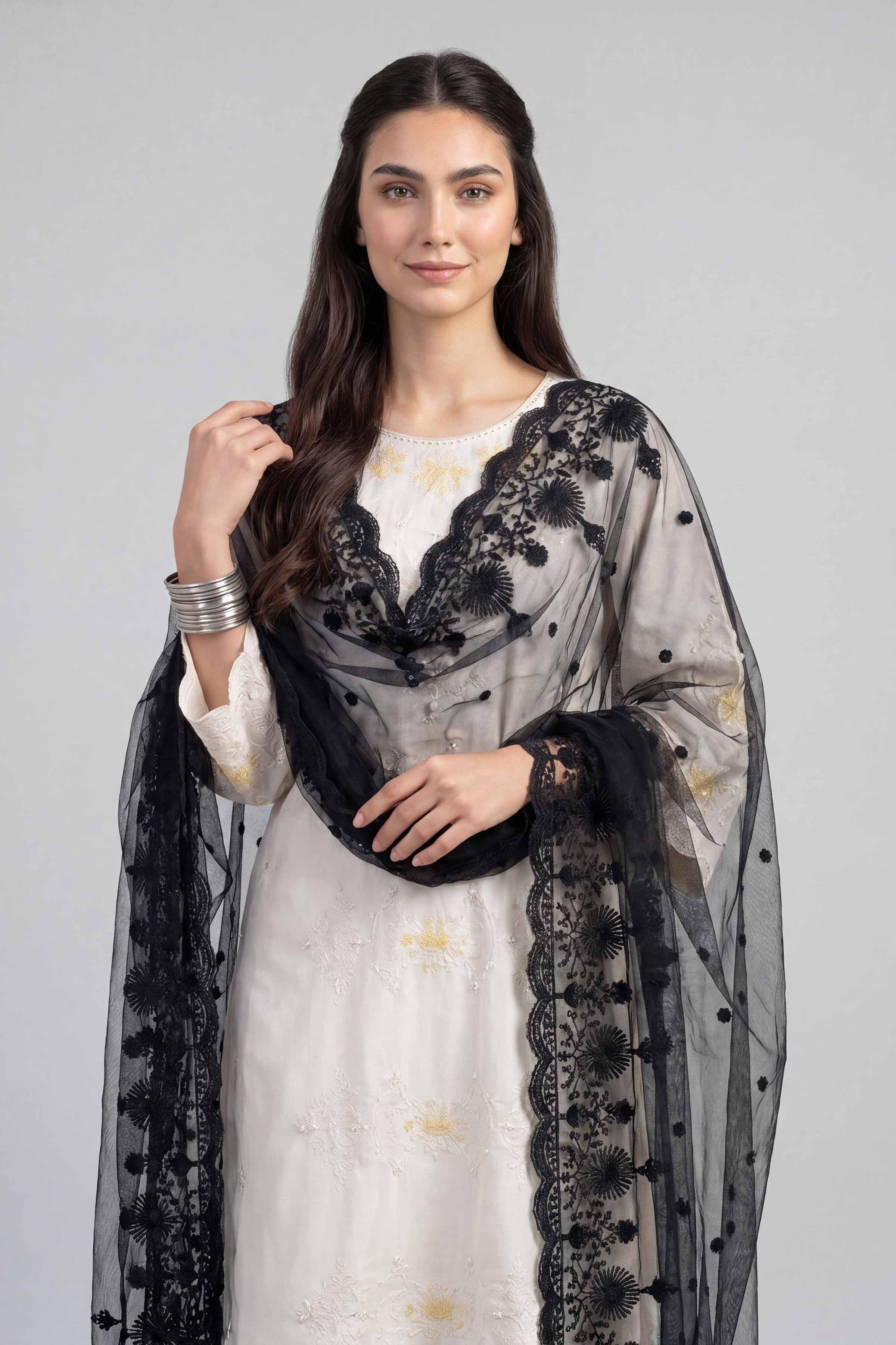 Embroidered Dupatta - KFE26-196