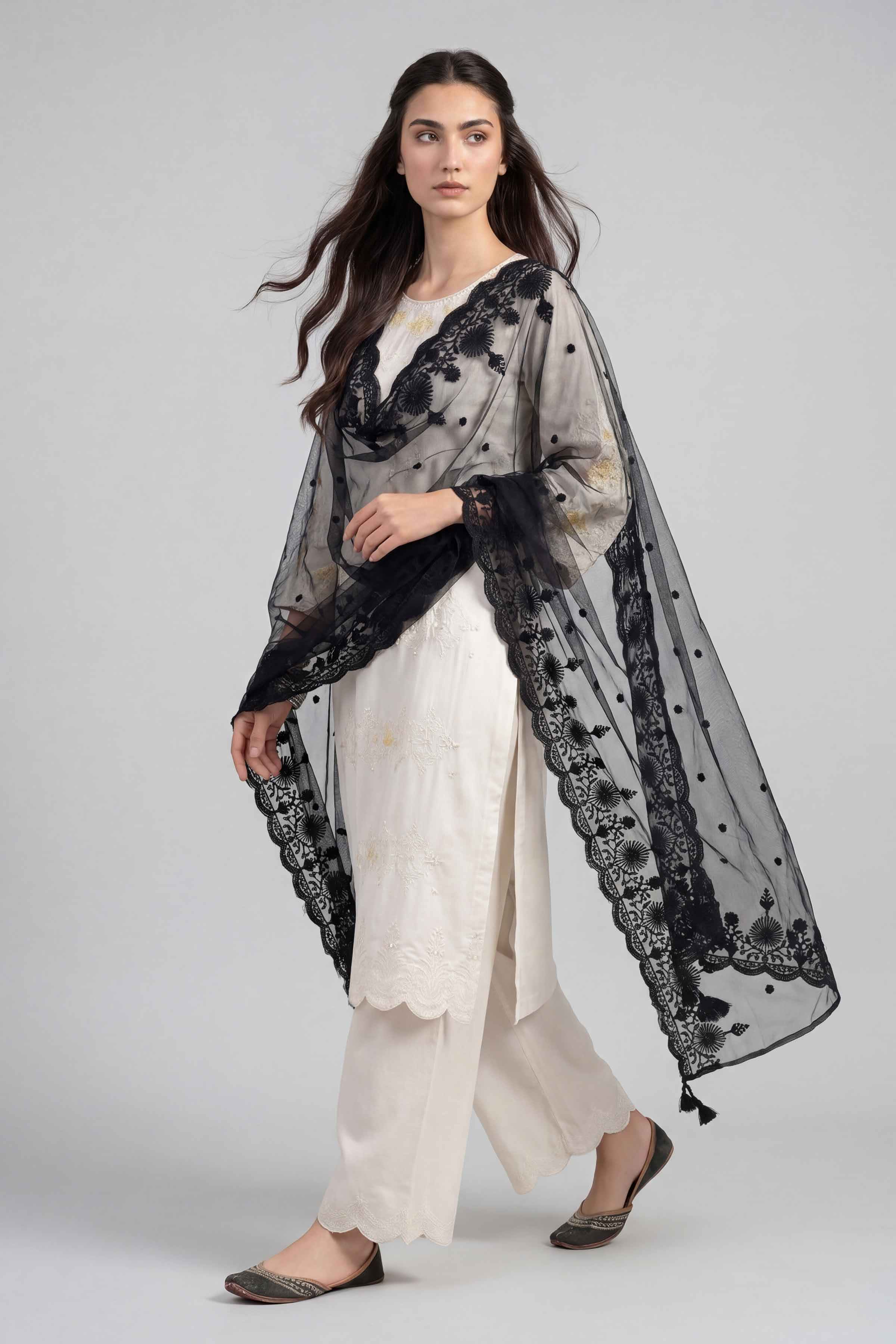 Embroidered Dupatta - KFE26-196