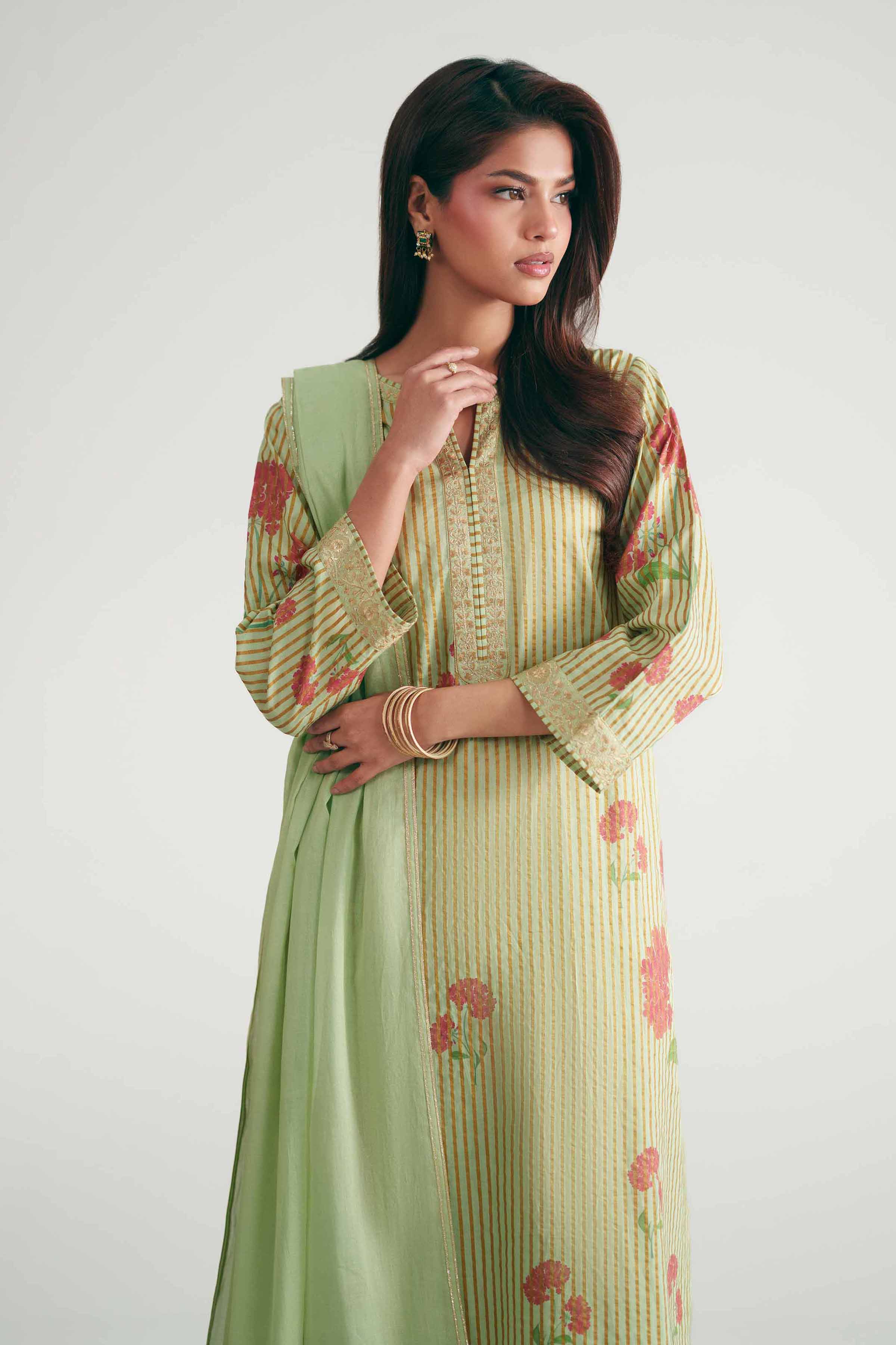 3 Piece - Printed Embroidered Suit - KFE26-204