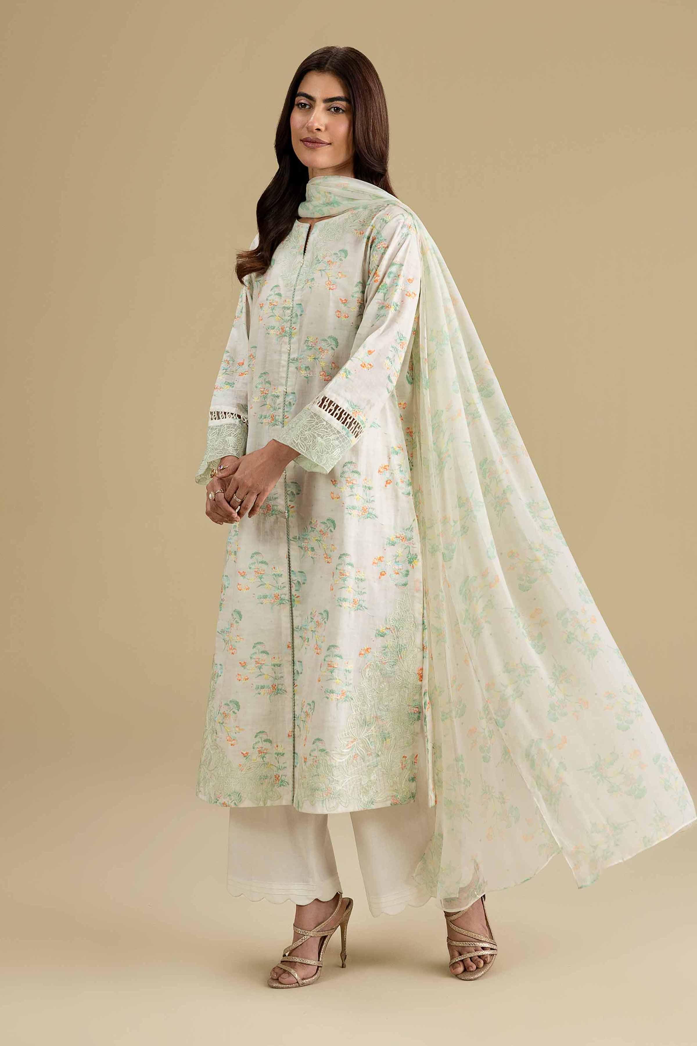 3 Piece - Printed Embroidered Suit - KFE26-210