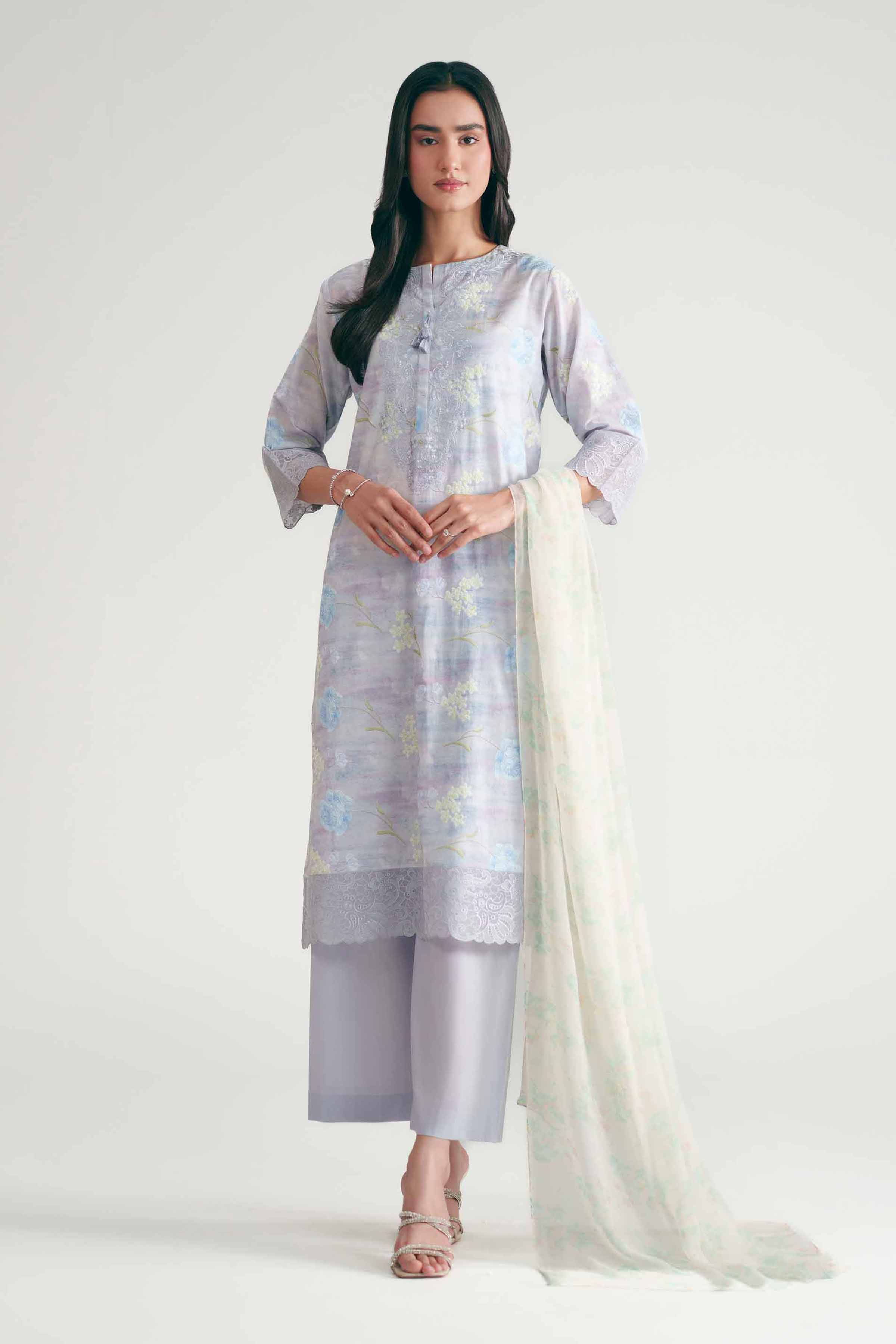 3 Piece - Printed Embroidered Suit - KFE26-226