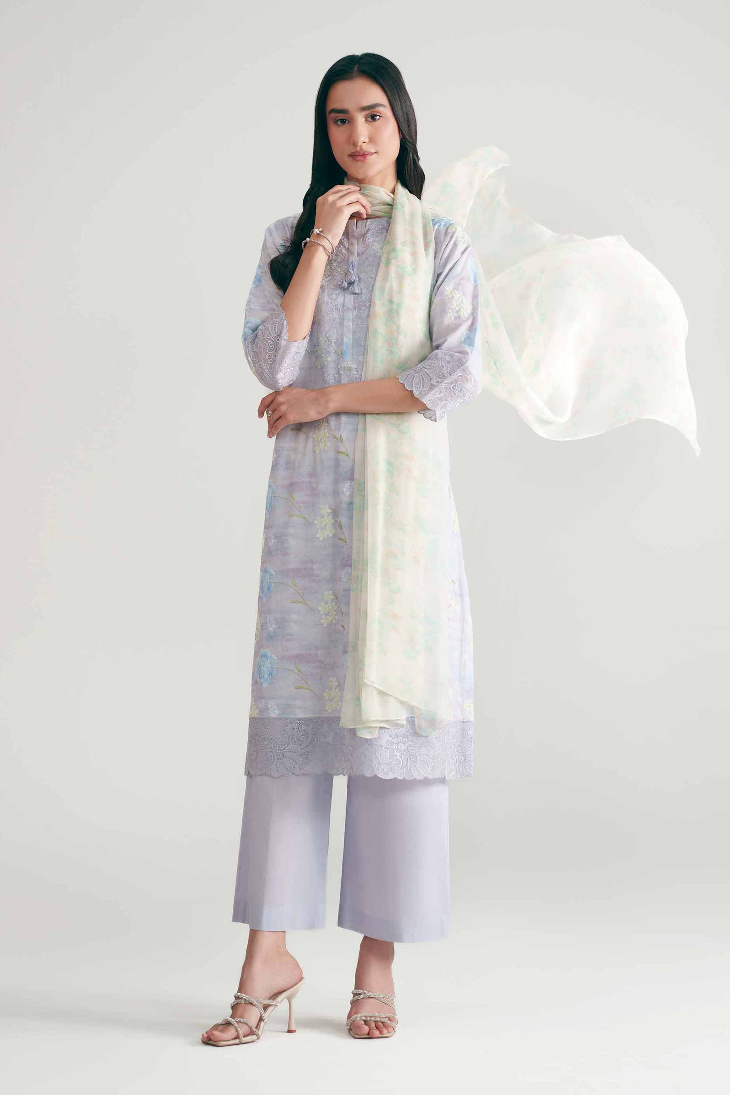 3 Piece - Printed Embroidered Suit - KFE26-226