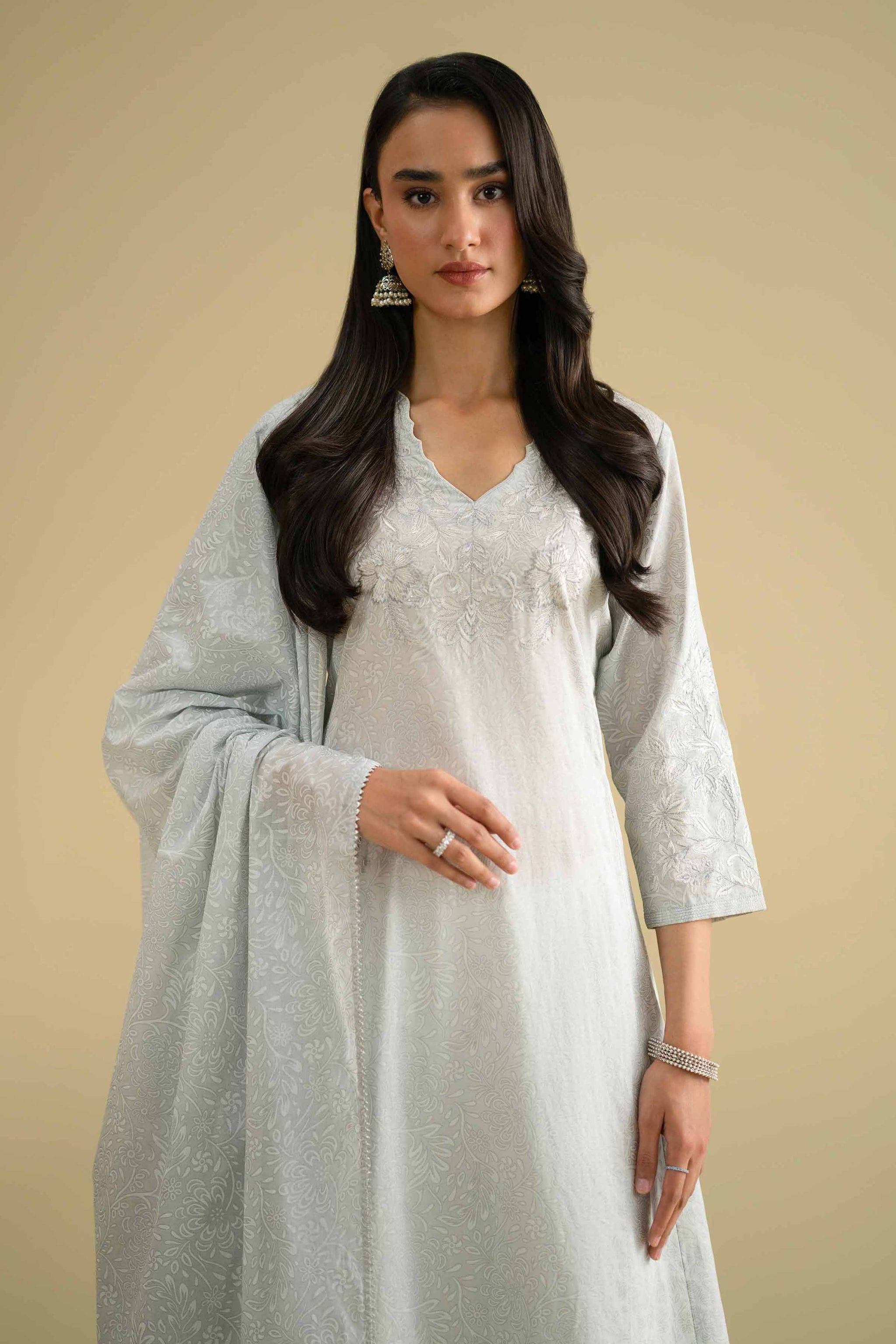 2 Piece - Printed Embroidered Suit - KFE26-229