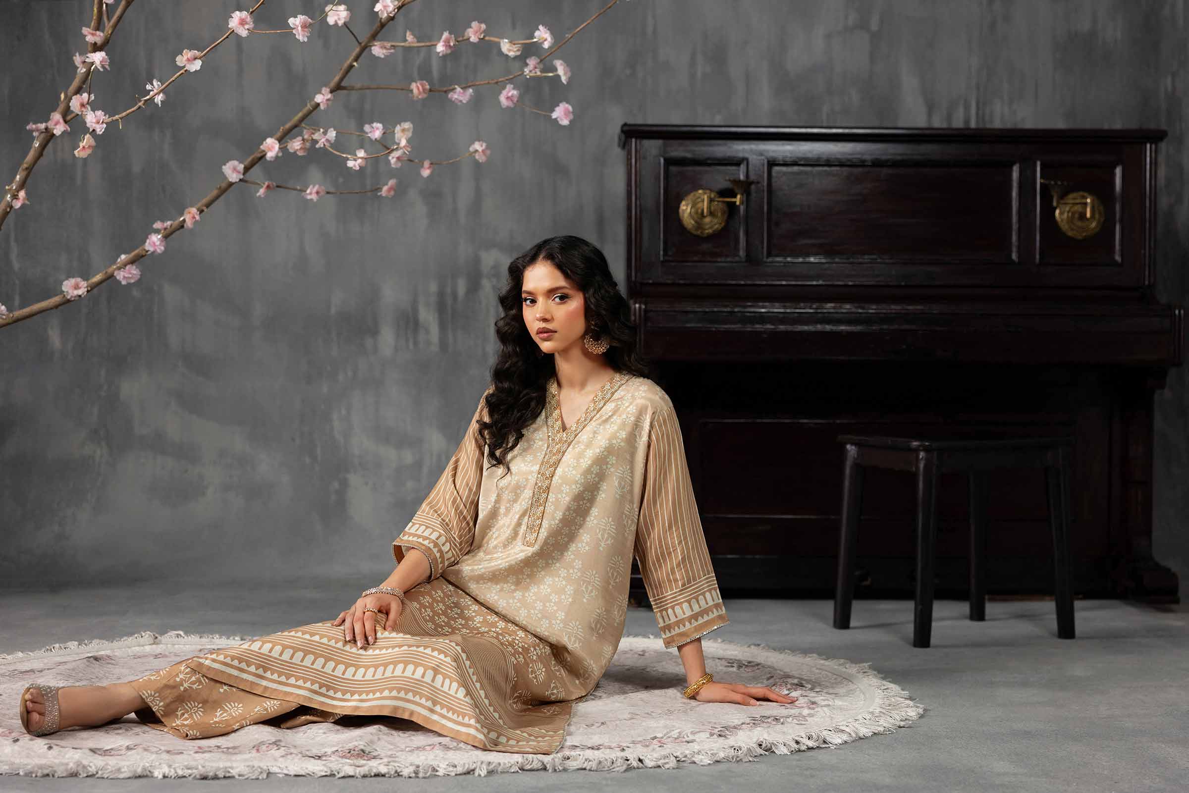 2 Piece - Printed Embroidered Suit - KFE26-62