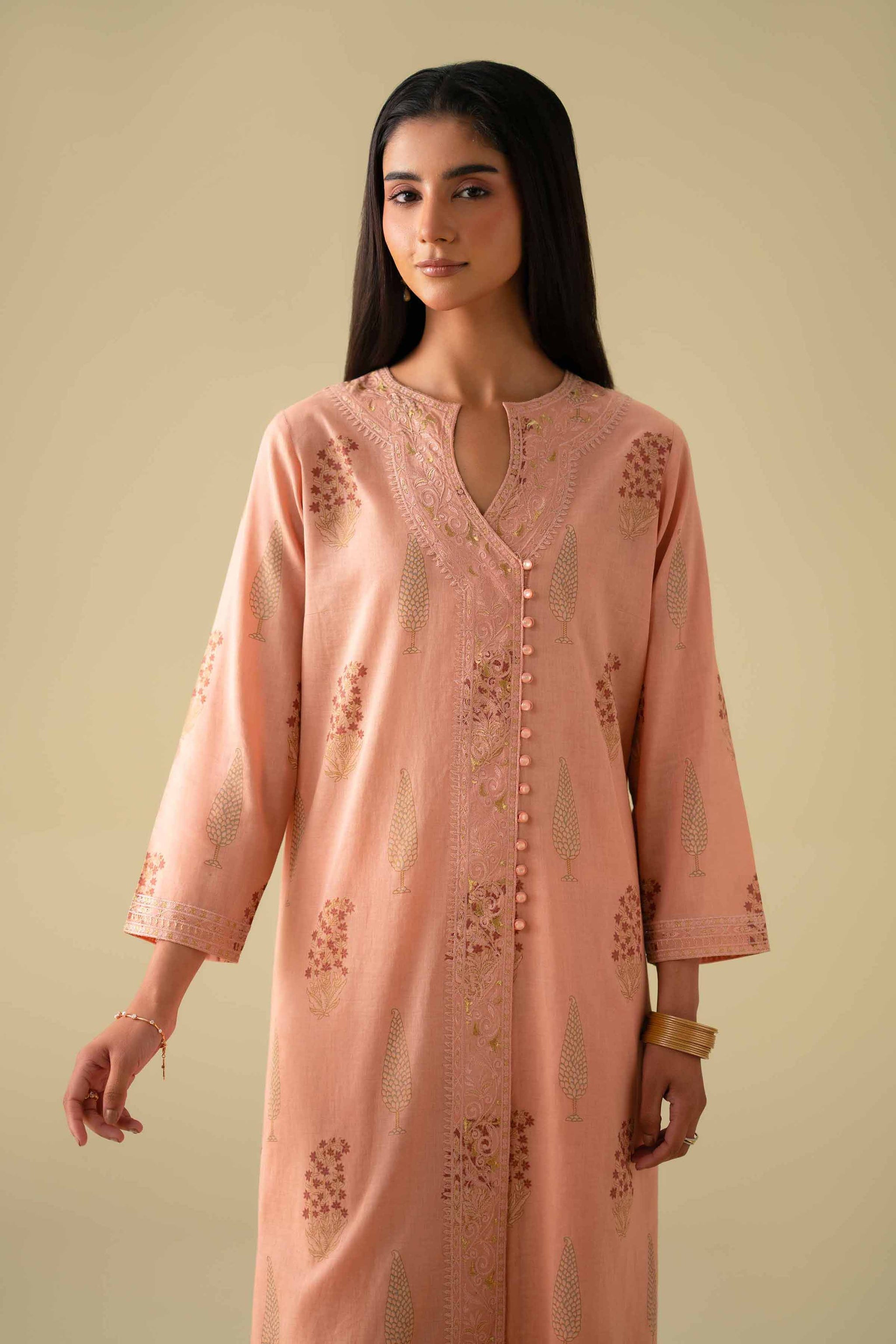 3 Piece - Printed Embroidered Suit - KFE26-77