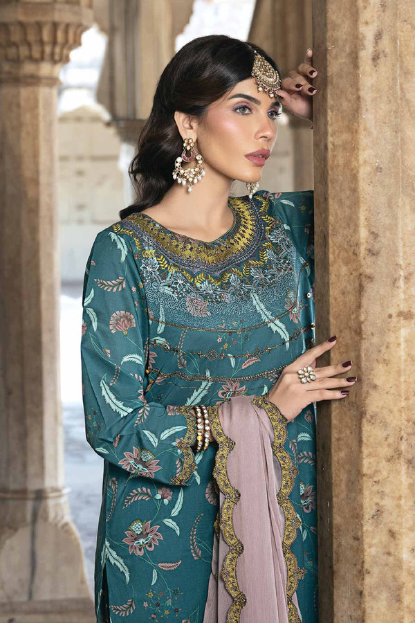 3 Piece - Printed Embroidered Suit - KFS24-34