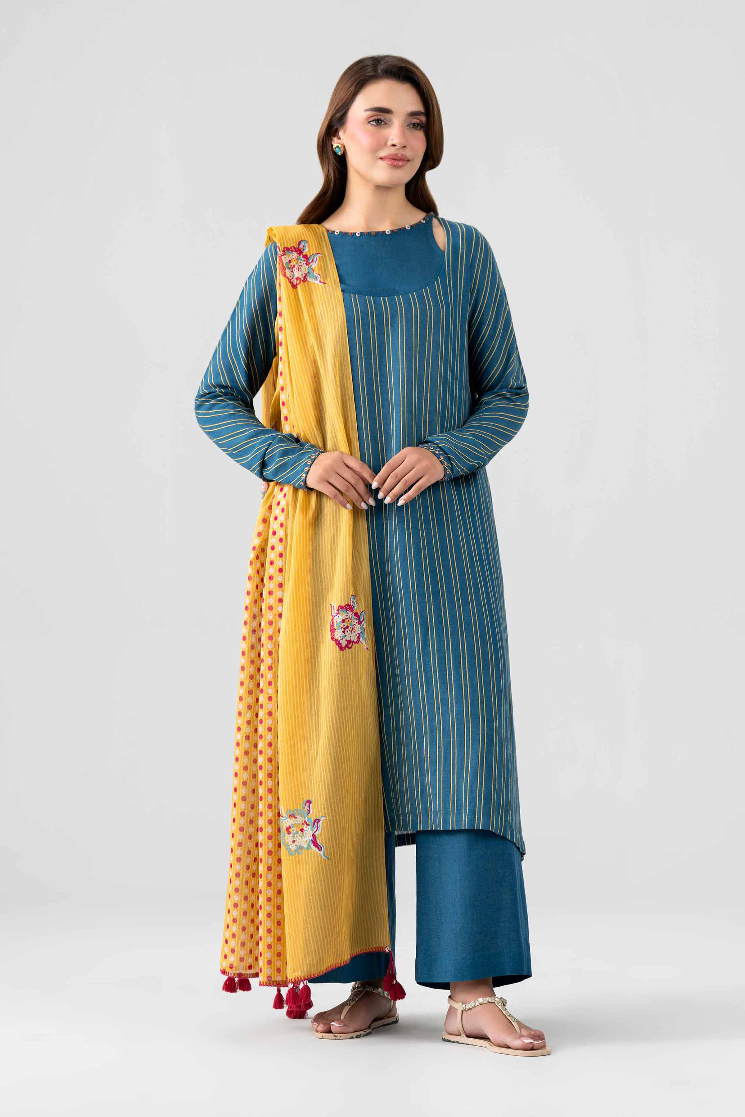 3 Piece - Printed Embroidered Suit - KFS26-103