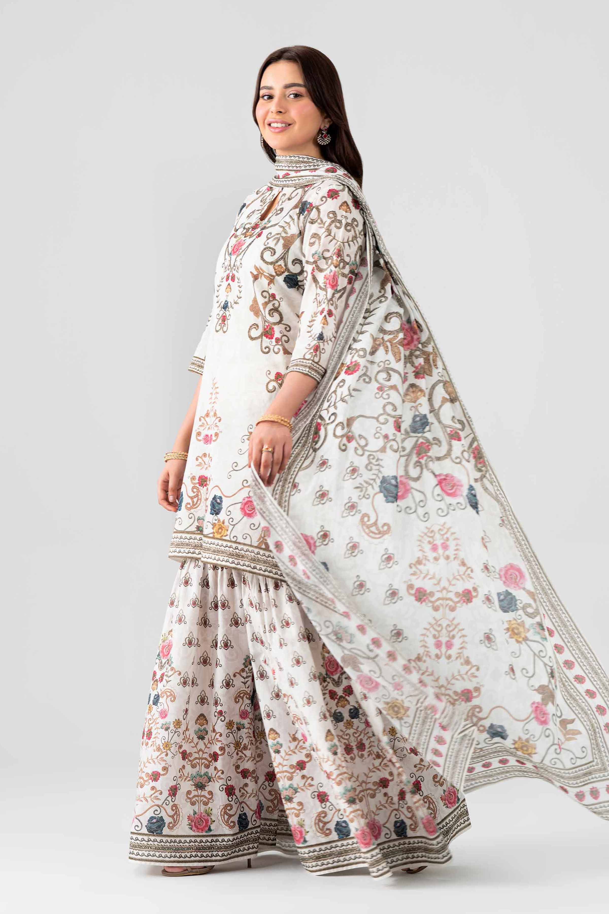 3 Piece - Printed Embroidered Suit - KFS26-48