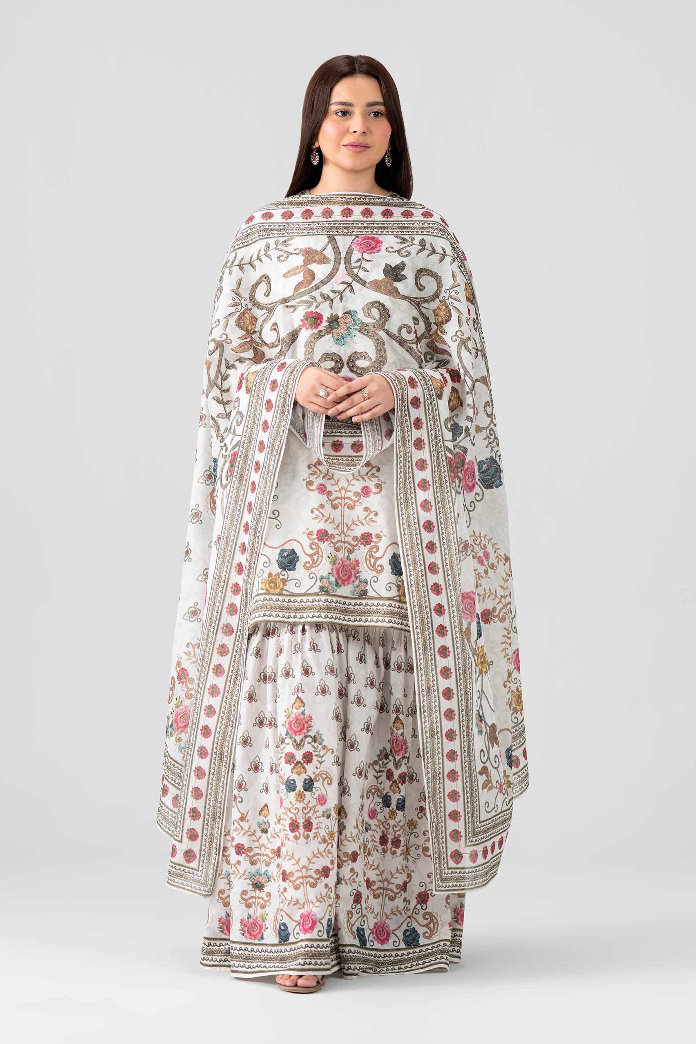 3 Piece - Printed Embroidered Suit - KFS26-48