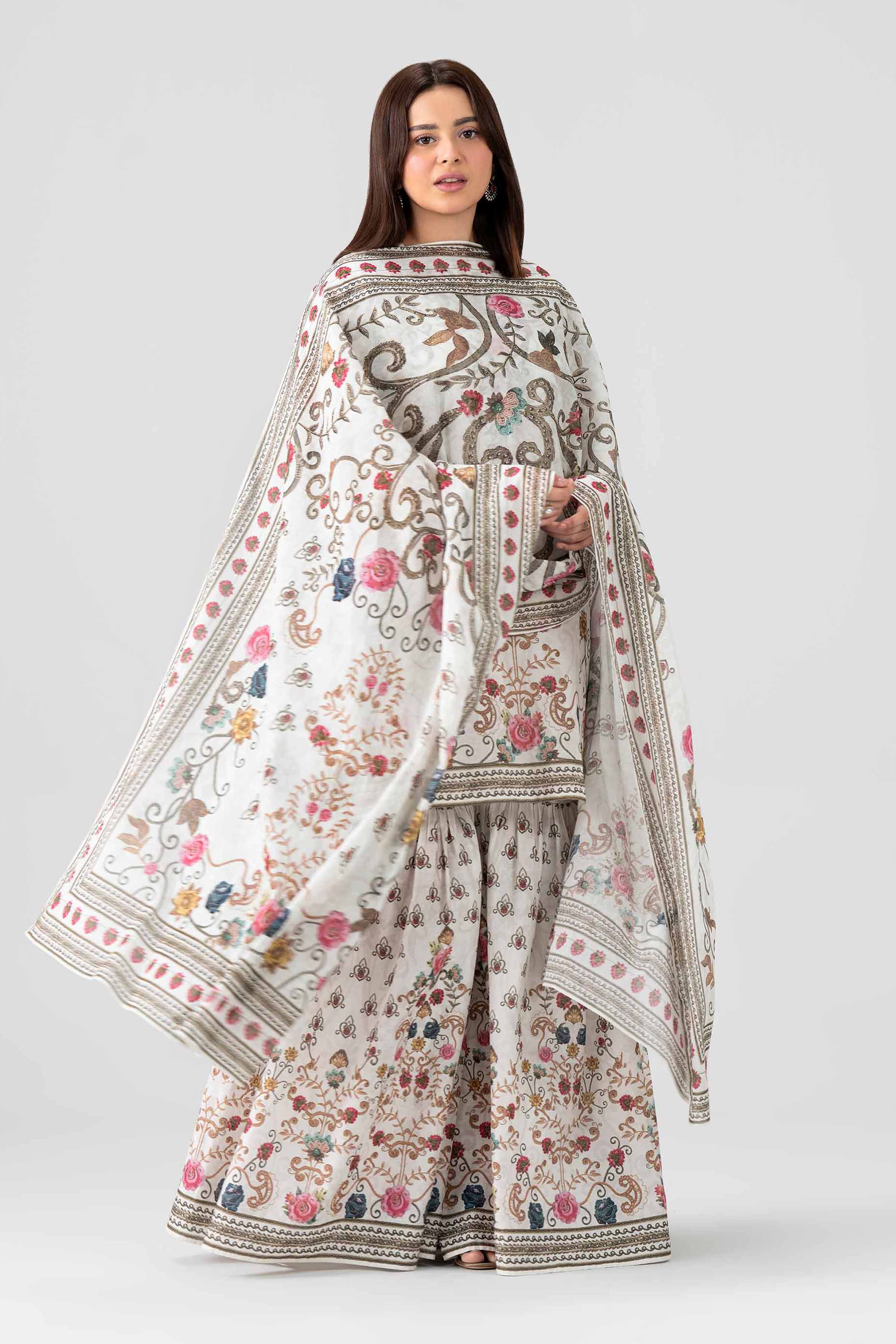 3 Piece - Printed Embroidered Suit - KFS26-48