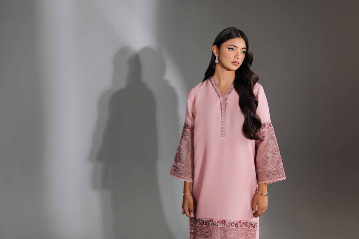 2 Piece Pink Silk Embroidered Suit