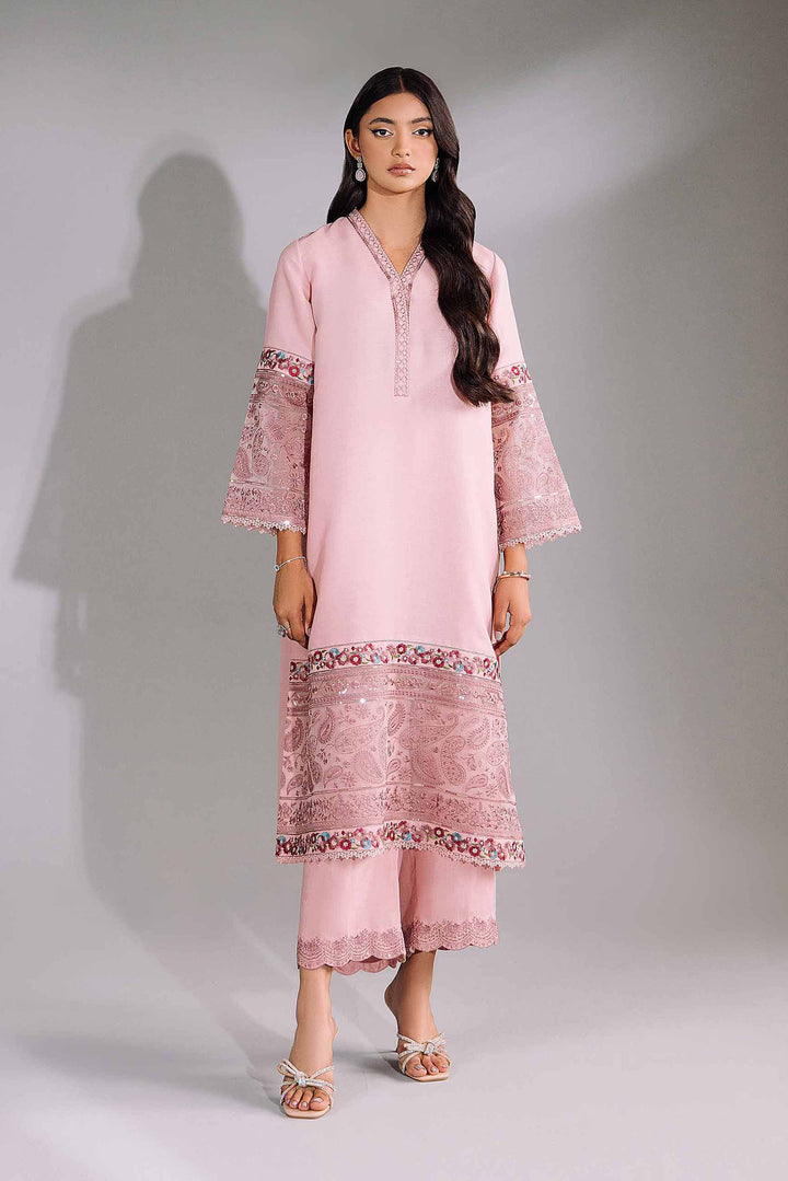 2 Piece Pink Silk Embroidered Suit