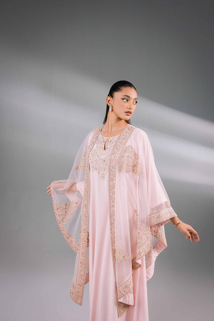 2 Piece Pink Rayan Silk & Net Embroidered Suit