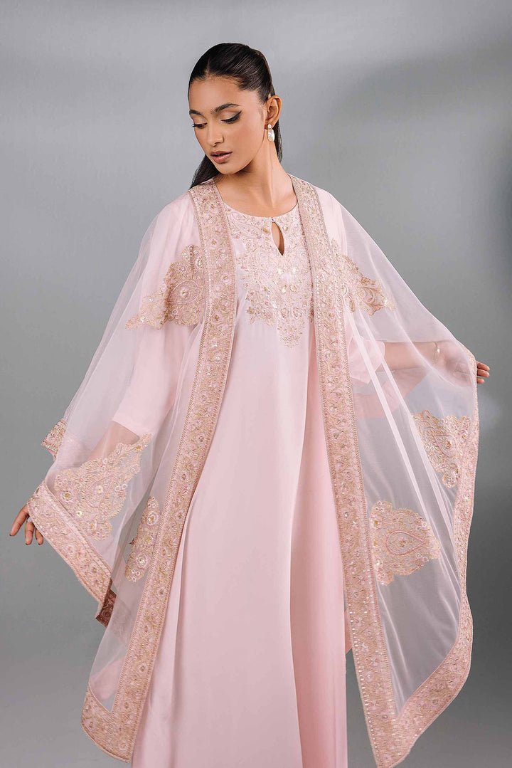 2 Piece Pink Rayan Silk & Net Embroidered Suit