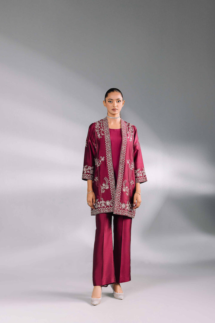 2 Piece Purple Silk Embroidered Suit