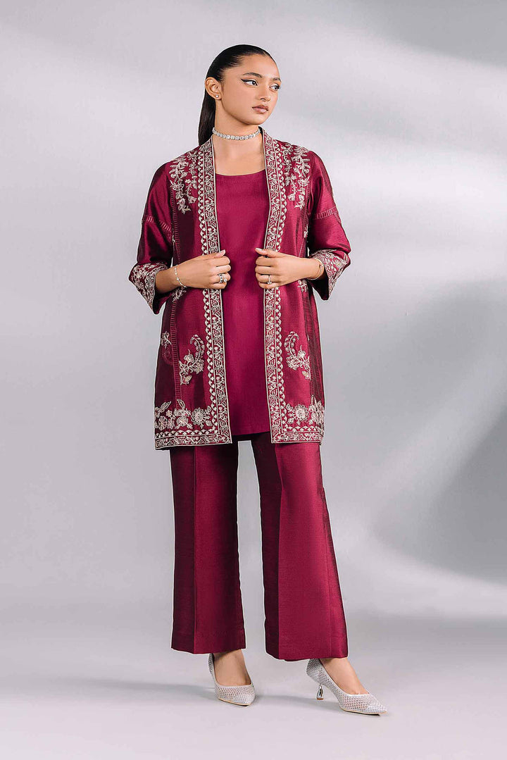 2 Piece Purple Silk Embroidered Suit