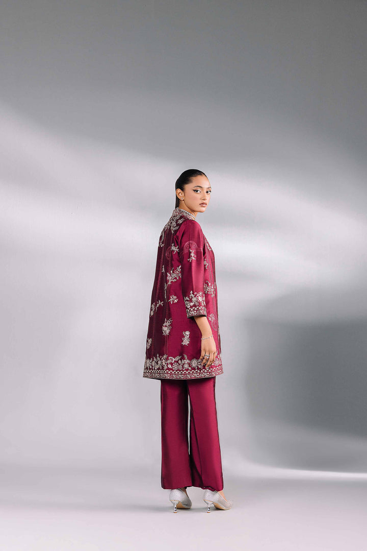 2 Piece Purple Silk Embroidered Suit