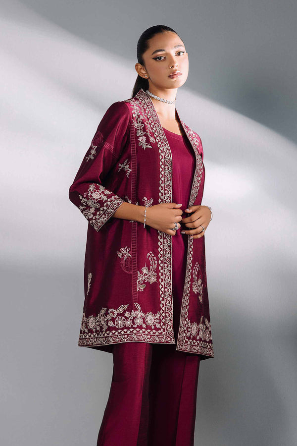 2 Piece Purple Silk Embroidered Suit