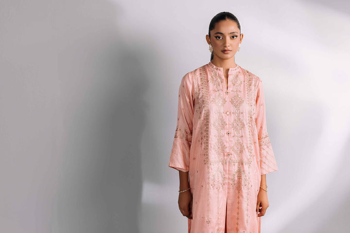 2 Piece Pink Silk Embroidered Suit