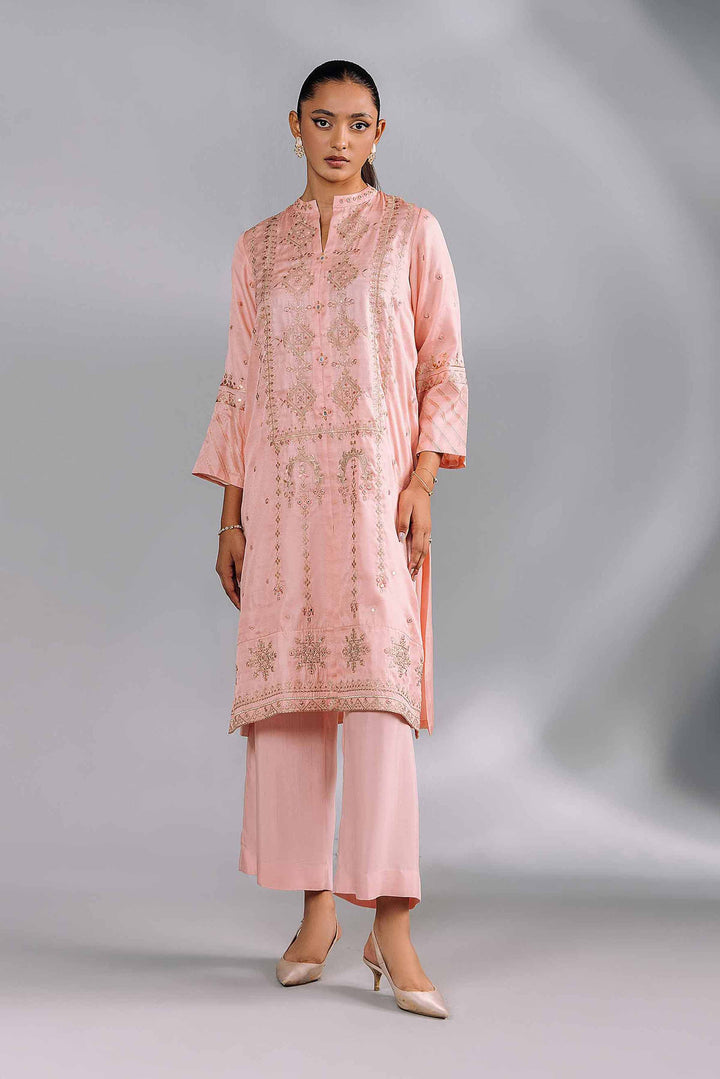 2 Piece Pink Silk Embroidered Suit