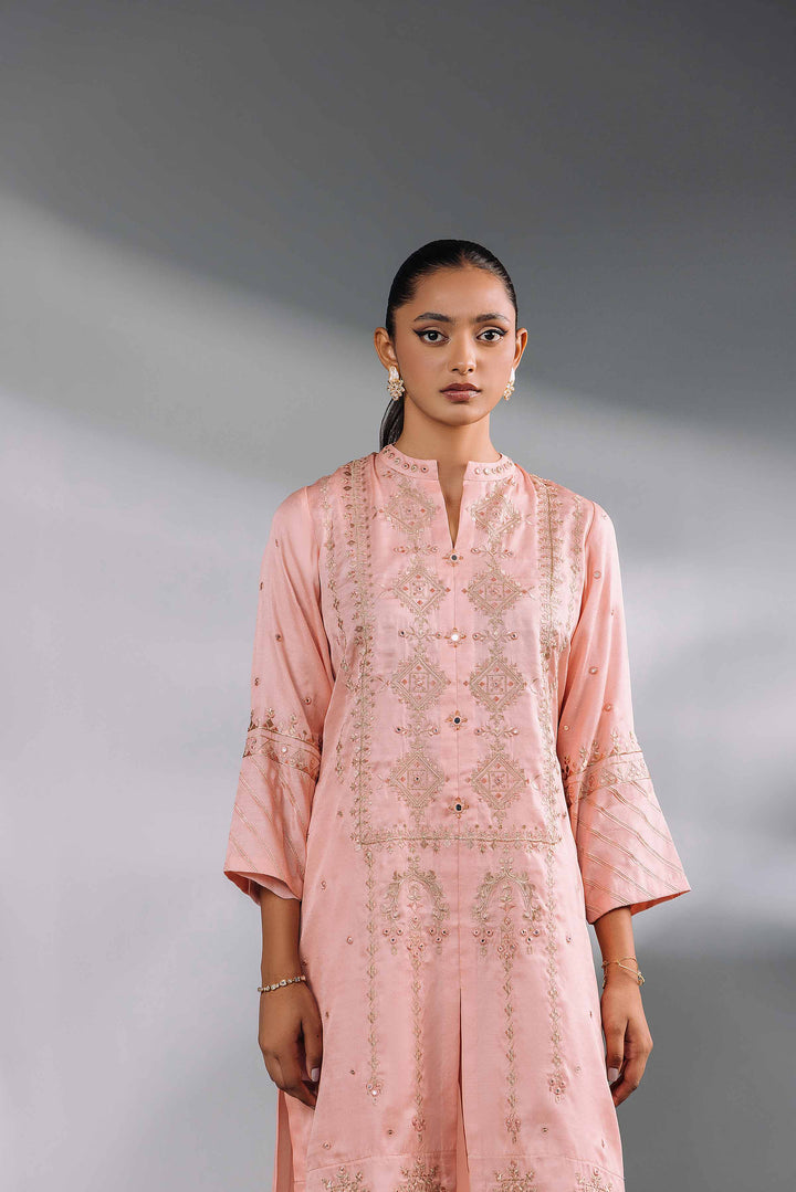 2 Piece Pink Silk Embroidered Suit