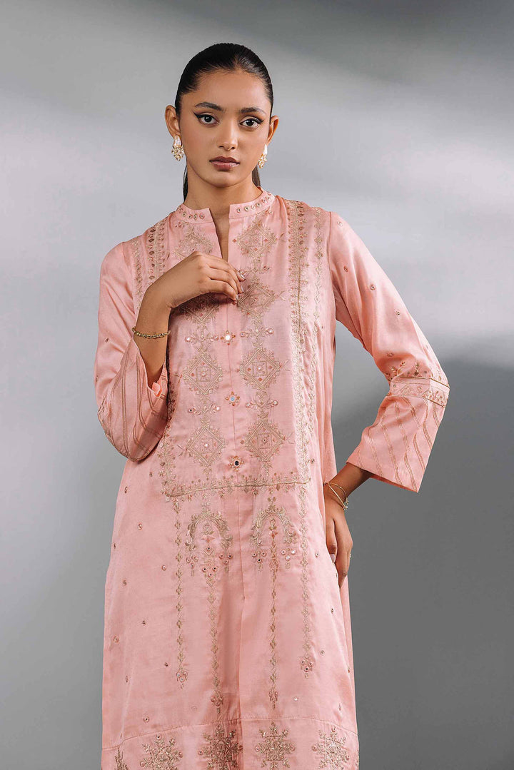 2 Piece Pink Silk Embroidered Suit