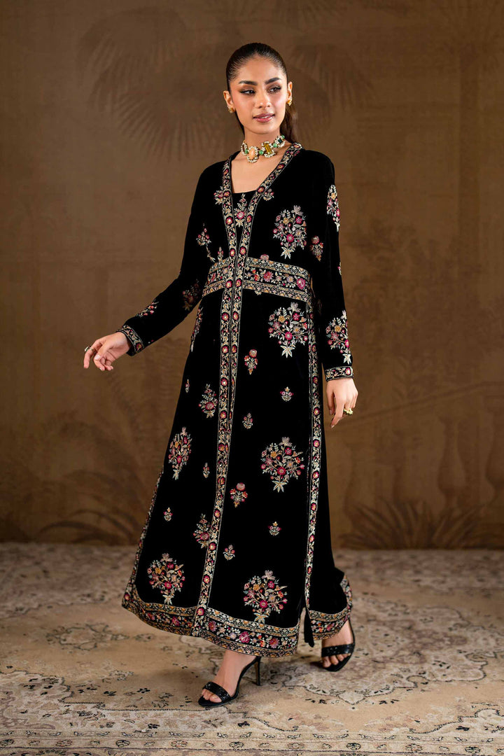 2 Piece Black Velvet Embroidered Suit