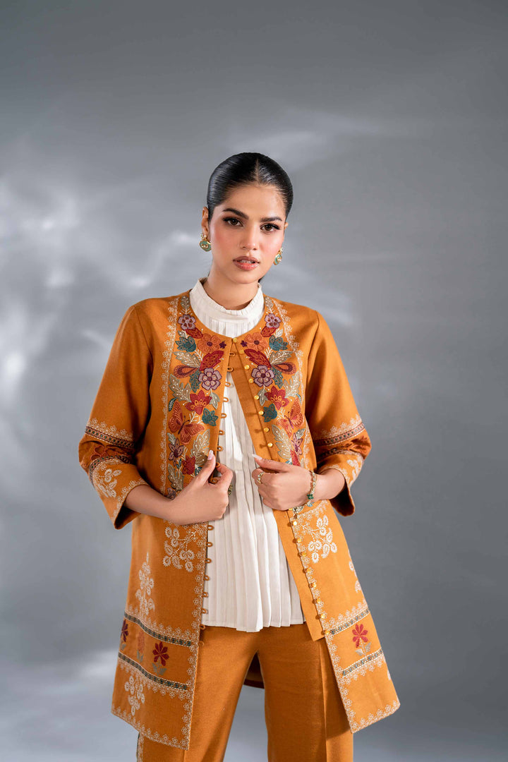 2 Piece Ochre Embroidered Karandi Suit