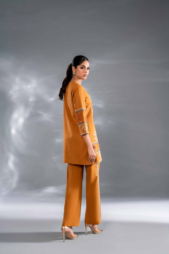 2 Piece Ochre Embroidered Karandi Suit