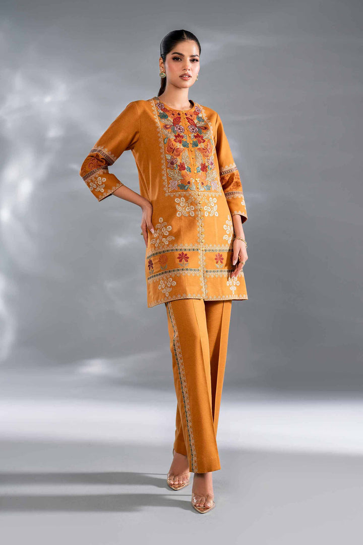 2 Piece Ochre Embroidered Karandi Suit