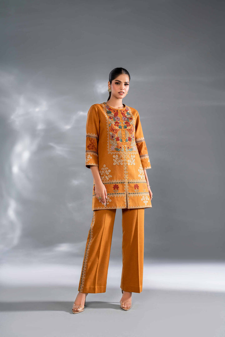 2 Piece Ochre Embroidered Karandi Suit