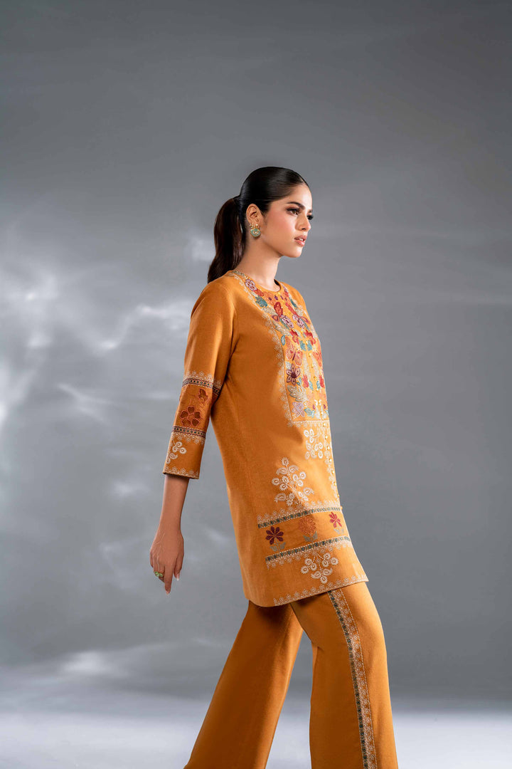 2 Piece Ochre Embroidered Karandi Suit