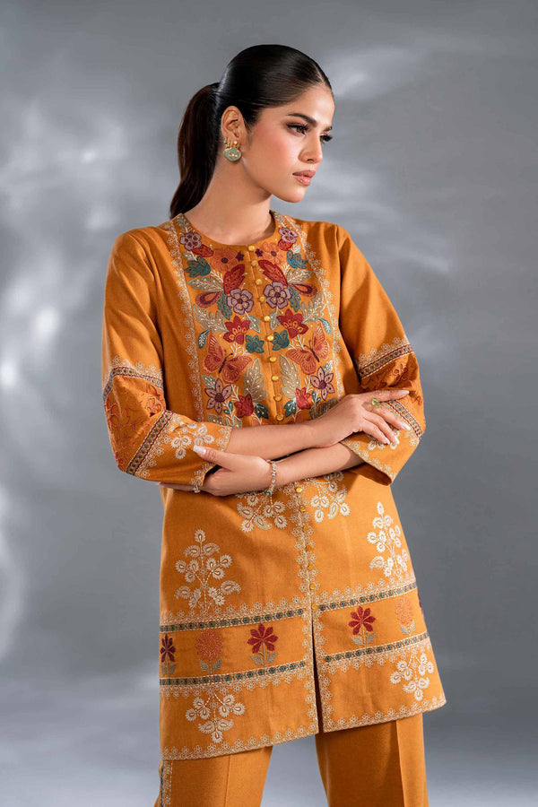 2 Piece Ochre Embroidered Karandi Suit