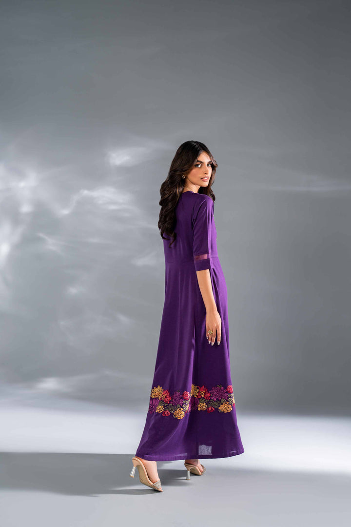 2 Piece Purple Embroidered Karandi Suit