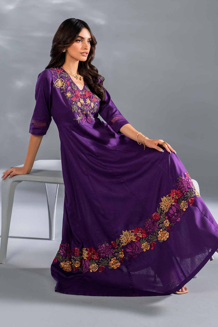 2 Piece Purple Embroidered Karandi Suit