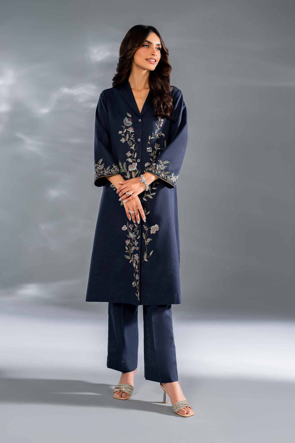 2 Piece Navy Embroidered Karandi Suit