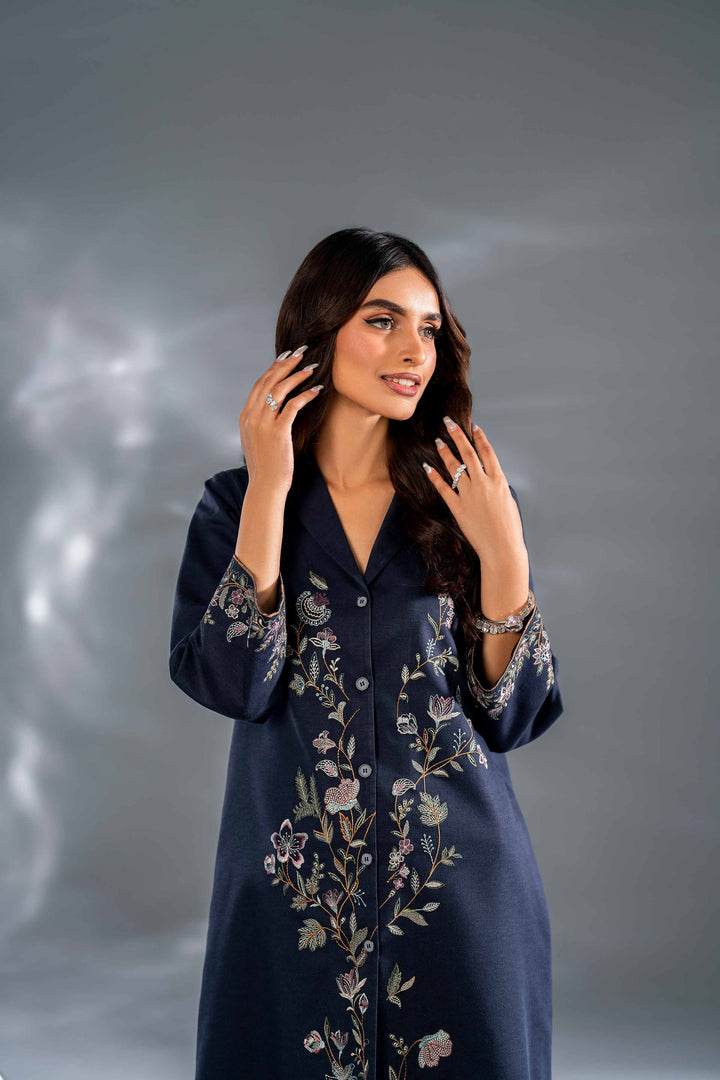 2 Piece Navy Embroidered Karandi Suit