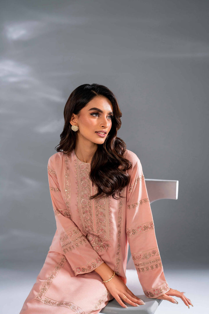 2 Piece Pink Karandi Embroidered Suit