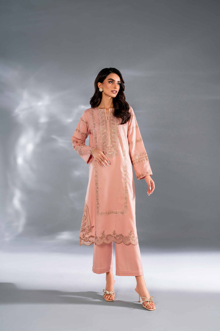 2 Piece Pink Karandi Embroidered Suit