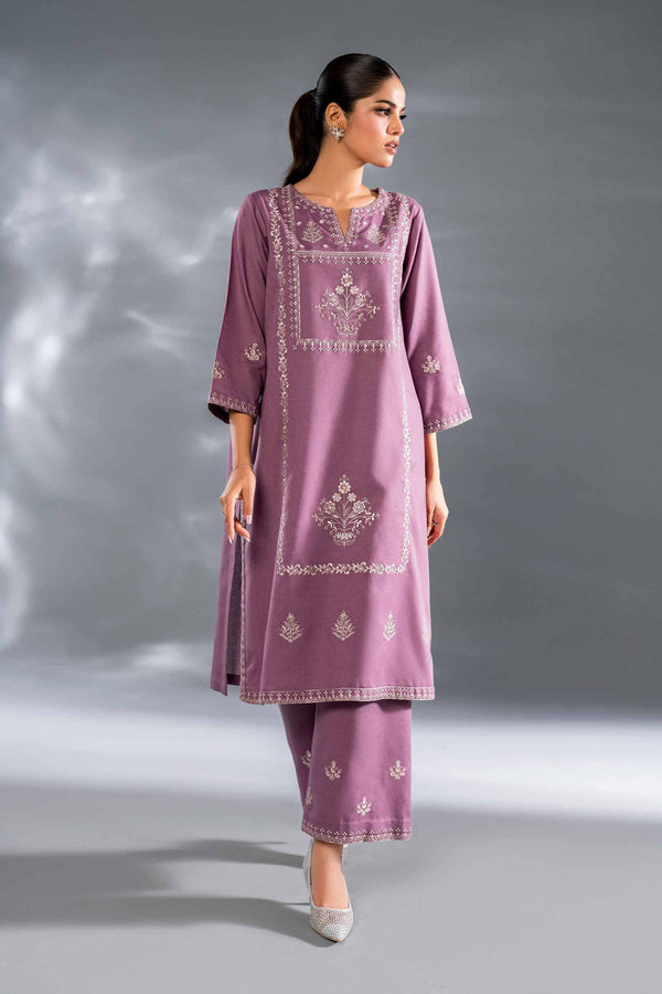 2 Piece Violet Karandi Embroidered Suit