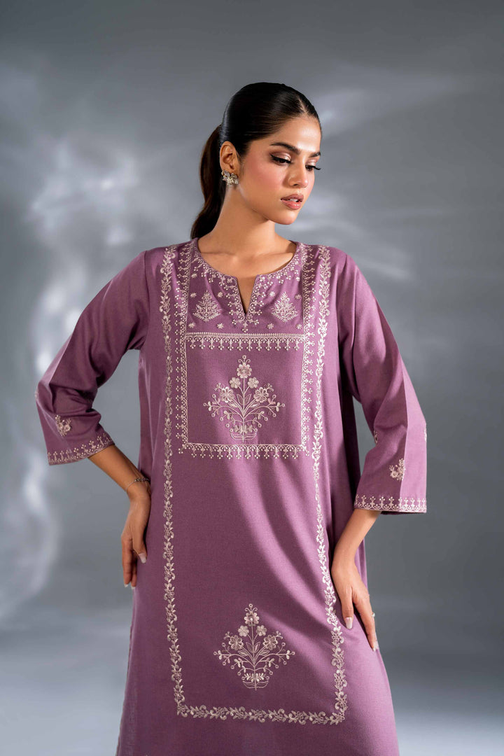 2 Piece Violet Karandi Embroidered Suit