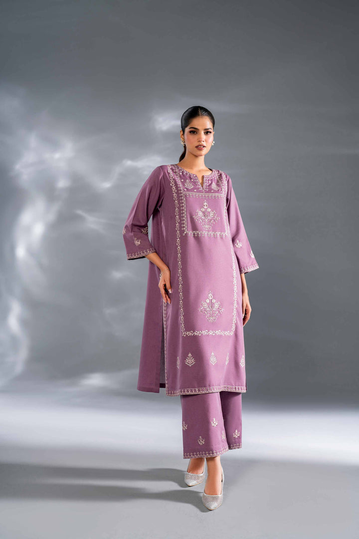 2 Piece Violet Karandi Embroidered Suit