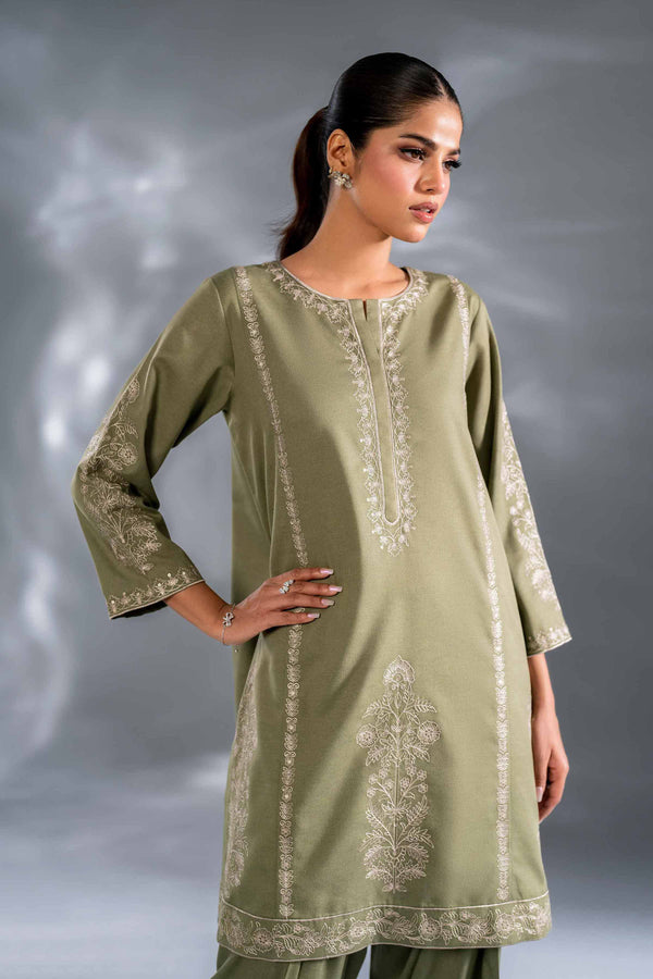 2 Piece Green Karandi Embroidered Suit