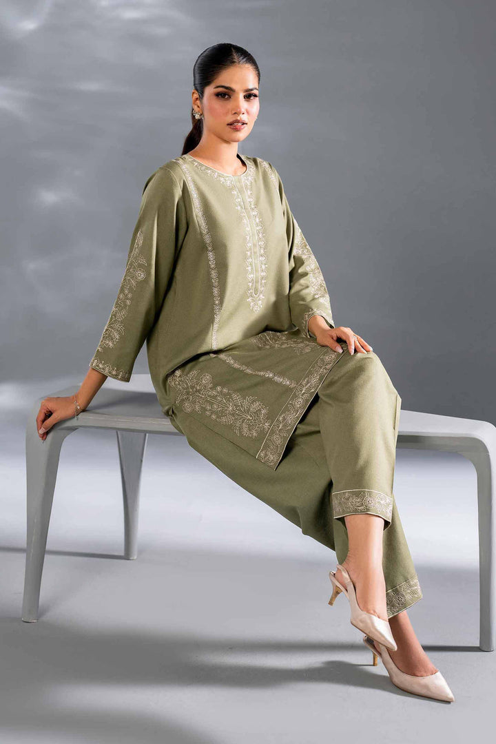 2 Piece Green Karandi Embroidered Suit