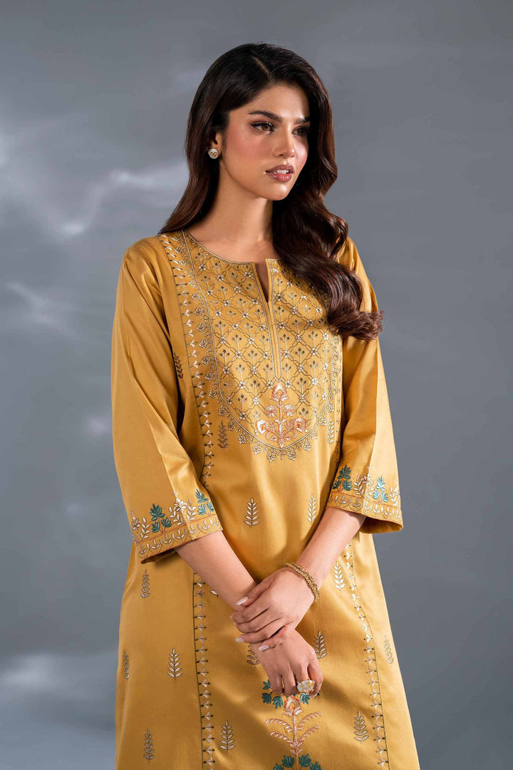 2 Piece Gold Sateen Embroidered Suit