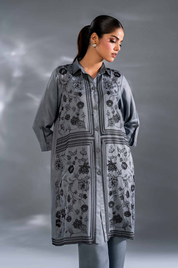 2 Piece Grey Cotail Embroidered Suit