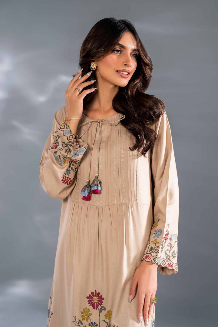 2 Piece Beige Texture Embroidered Suit