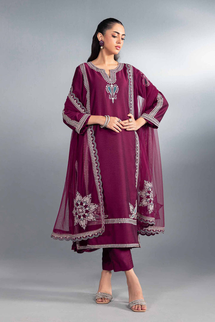 3 Piece Sand Net & Lakhani Chiffon Embroidered Suit